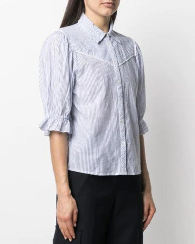 BA&SH Clothing XS Striped Puff Sleeve Blouse