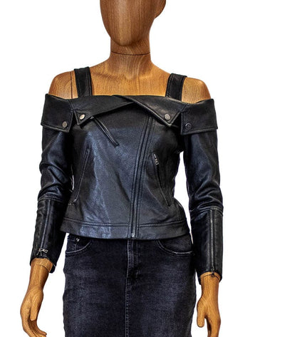 BCBG Max Azria Clothing XS Leather "Clyde" Moto Top