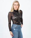 BCBG Max Azria Clothing XS Sheer Long Sleeve Bodysuit