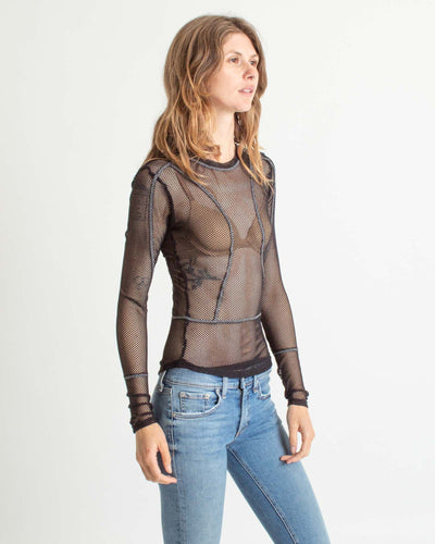 BCBG Max Azria Clothing XXS Long Sleeve Mesh Top