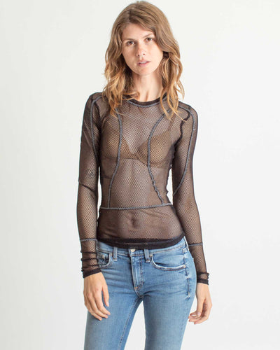 BCBG Max Azria Clothing XXS Long Sleeve Mesh Top
