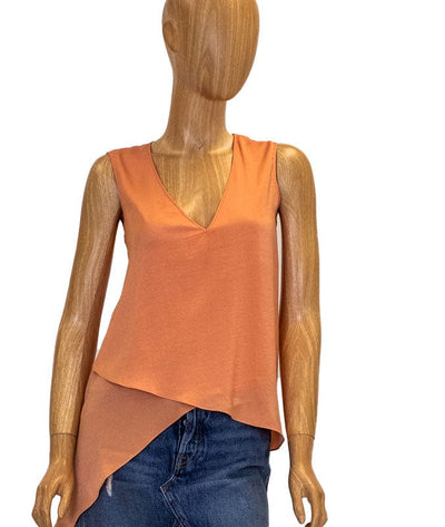 BCBG Max Azria Clothing XXS Silk Asymmetric V-Neck Tank