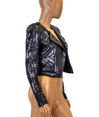 BCBG Max Azria Clothing XXS "Suvi" Sequin Moto Jacket