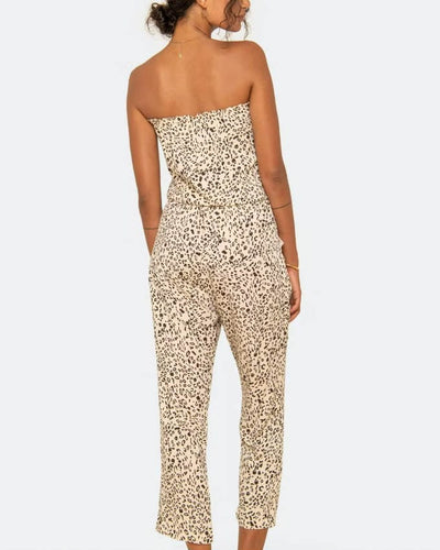 Beach Gold Clothing Small "Haley" Strapless Cheetah Print Jumpsuit