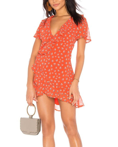 Beach Riot Clothing Small Wrap Floral Mini Dress