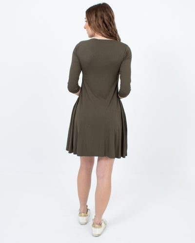 Bel Kazan Clothing XS Olive Green Knee Length Dress
