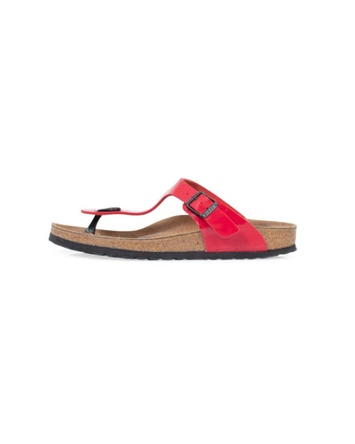 Birkenstock Shoes Large | US 9 "Gizeh Birko-Flor" Red Patent Slip On Sandals