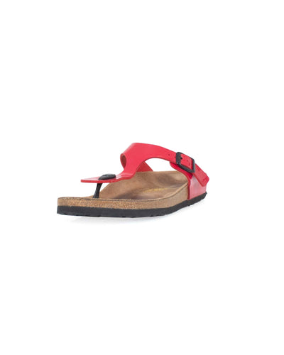 Birkenstock Shoes Large | US 9 "Gizeh Birko-Flor" Red Patent Slip On Sandals