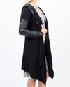 BLANKNYC Clothing XS Long Sleeve Knit & Faux Leather Drape Cardigan