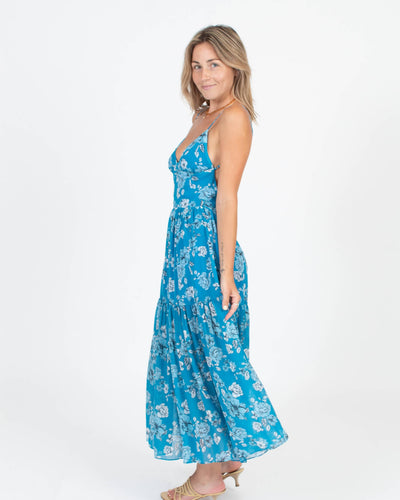 Blue Life Clothing XS Sleeveless V-Neck Scoop Back Floral Maxi Dress