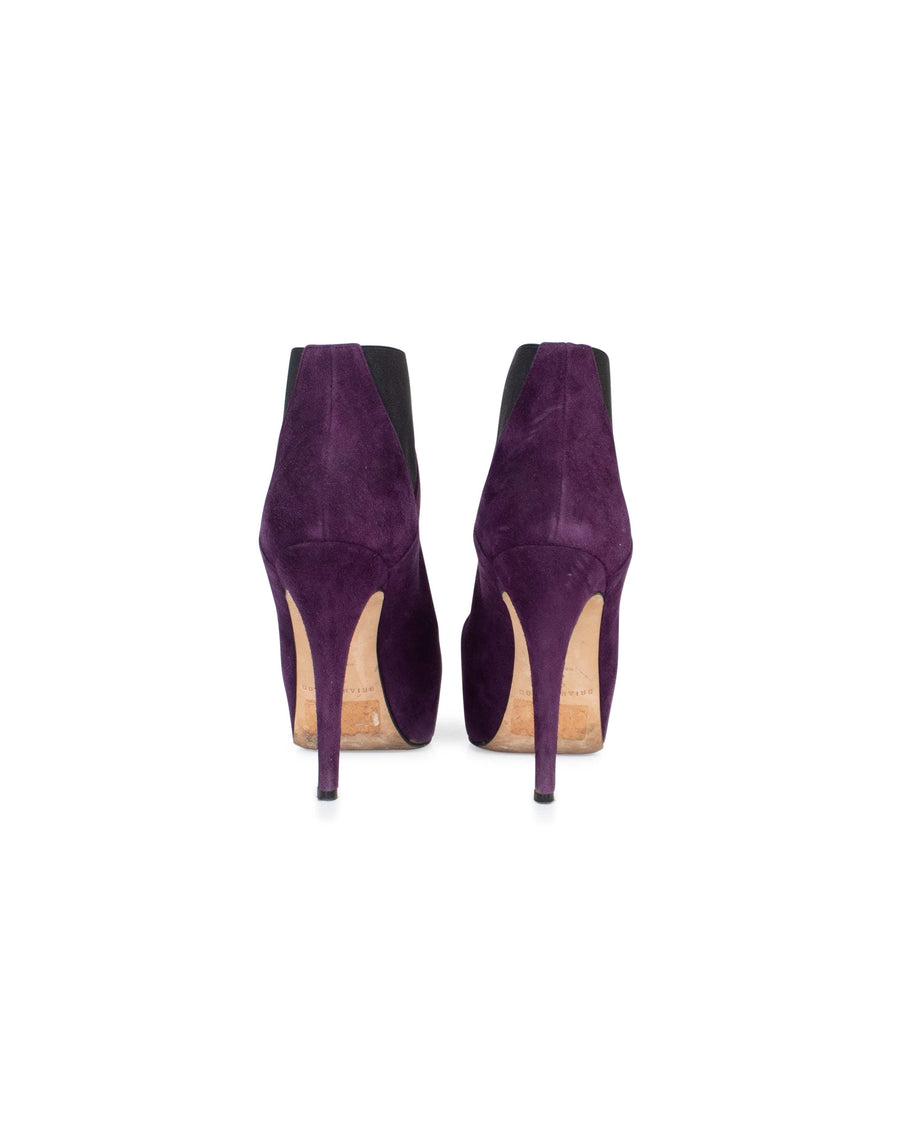 Brian Atwood Shoes Small Purple Suede Half Boots