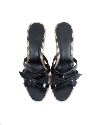 Burberry London Shoes Large | US 10 Patent Strap Espadrille Wedges