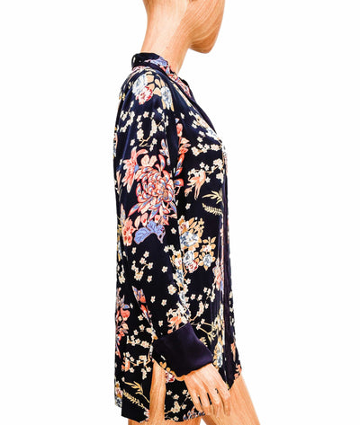 byTiMo Clothing Large Satin Button Up with Masked Buttons