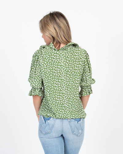 byTiMo Clothing Small 3/4 Sleeve Button Down Printed Blouse