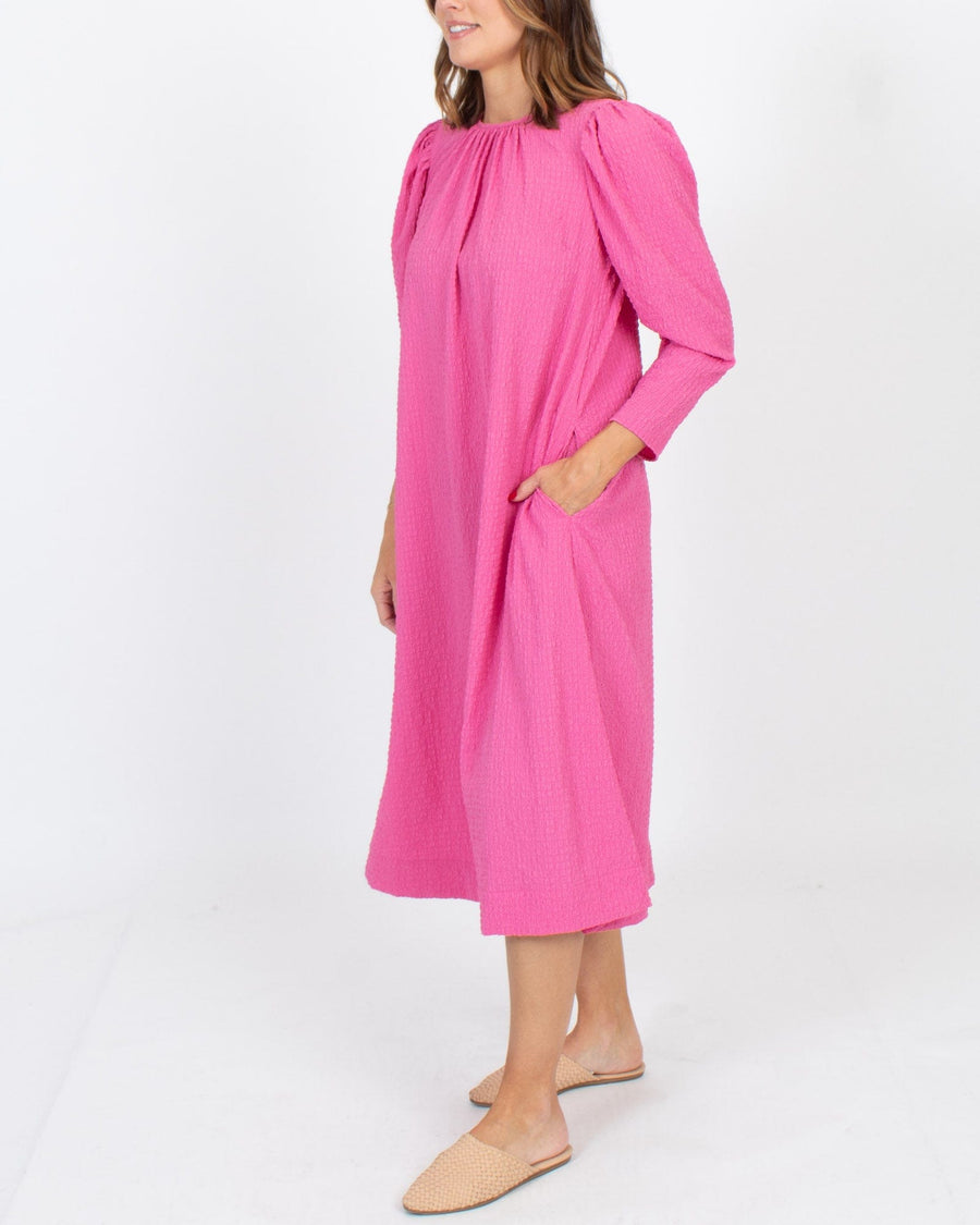 byTiMo Clothing Small Pink Puff Sleeve Midi Dress