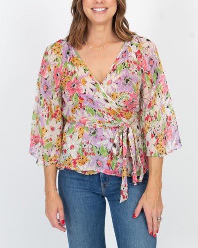 byTiMo Clothing Small Sheer Floral Wrap Blouse