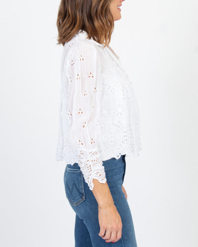 byTiMo Clothing Small White Eyelet Button Down
