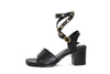 Calleen Cordero Shoes Small | US 7 The Lula Leather Cube Heel Sandal with Stud Details