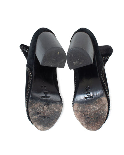 Calleen Cordero Shoes XS | US 5.5 Studded Open Toe Heeled Suede Bootie