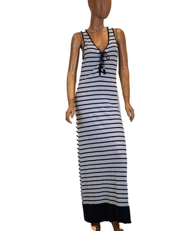 Calypso Clothing Small Stripe Tie Front Maxi Dress