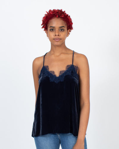 CAMI Clothing Medium Velvet Lace Trim Tank
