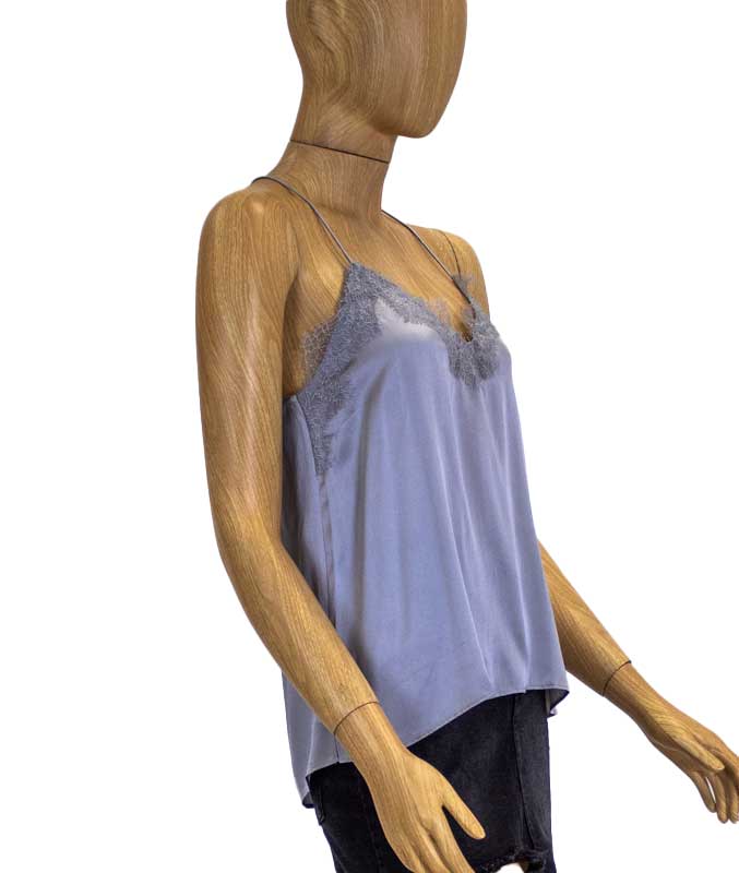 CAMI Clothing XS "Racer" Grey Silk Tank