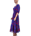 Carolina K Clothing Small Printed Midi Dress with Balloon Sleeves
