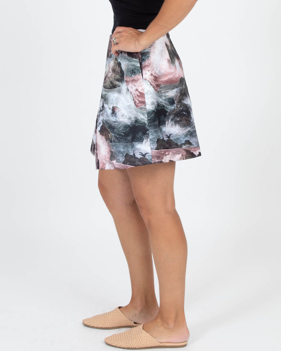 Carven Clothing Small | US 6 Ocean Printed Neoprene Skirt
