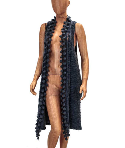Catherine Malandrino Clothing Medium Long Cardigan with Pom Poms