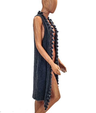 Catherine Malandrino Clothing Medium Long Cardigan with Pom Poms