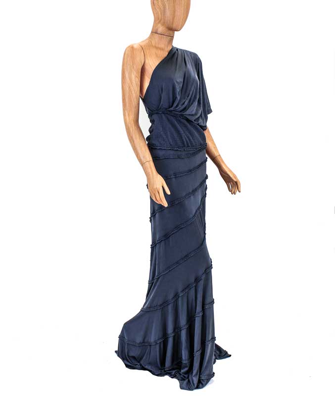 Catherine Malandrino Clothing Medium Off The Shoulder Silk Maxi Dress