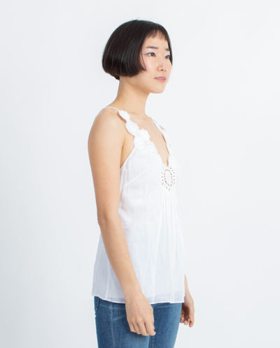 Catherine Malandrino Clothing XS | US 0 White Eyelet Sleeveless Blouse