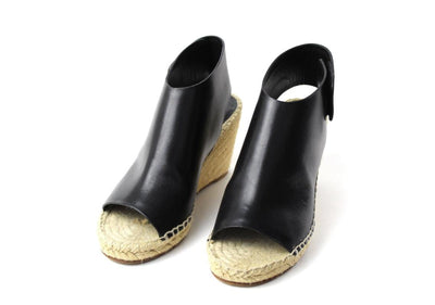 Celine Shoes Medium | US 6 Black Leather Wedge Espadrilles
