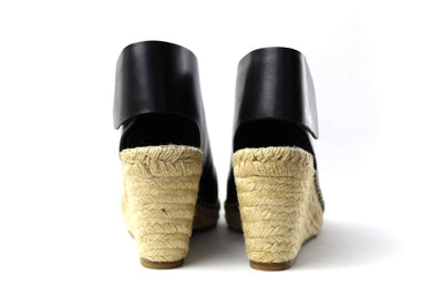 Celine Shoes Medium | US 6 Black Leather Wedge Espadrilles