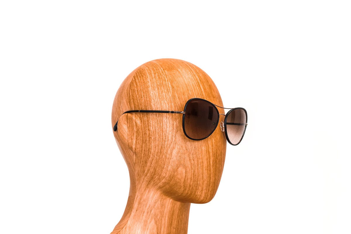 Chanel Accessories One Size Pilot Aviator Leather Sunglasses