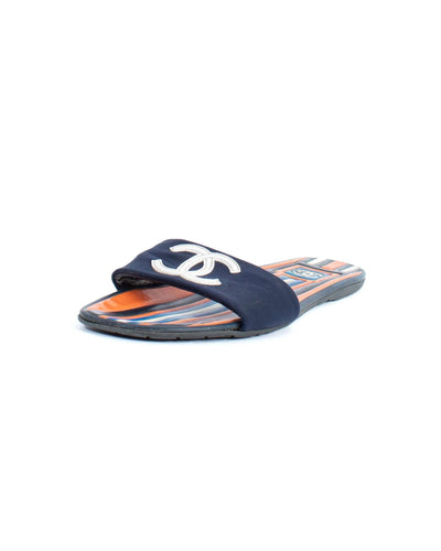 Chanel Shoes Medium | US 9 Vintage Striped Slides