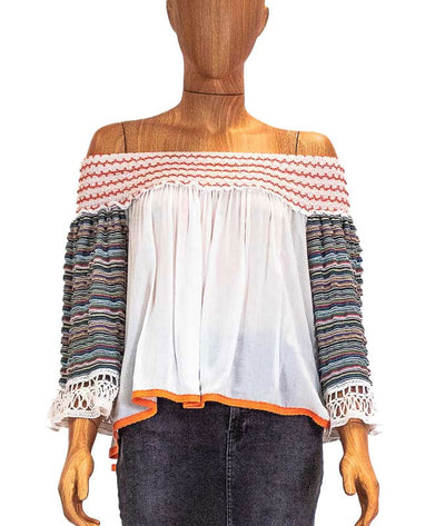 CHIO Clothing Small Off The Shoulder Embroidered Top