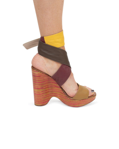 Chloé Shoes Medium | US 9 Multicolor Wrap Wedge Sandals