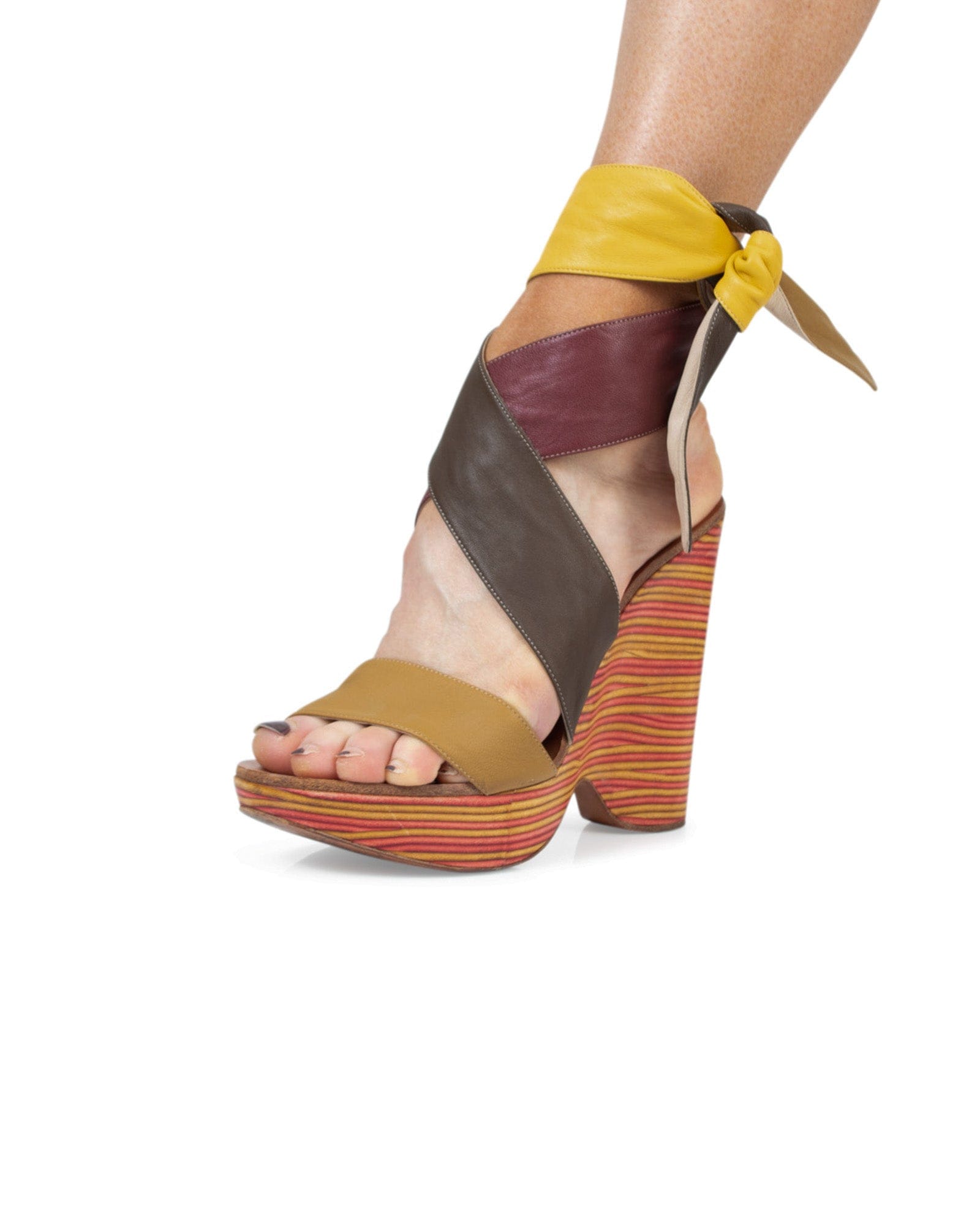 Multi color wedge shoes top