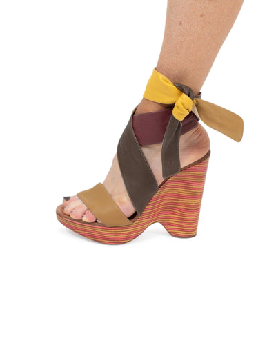 Chloé Shoes Medium | US 9 Multicolor Wrap Wedge Sandals