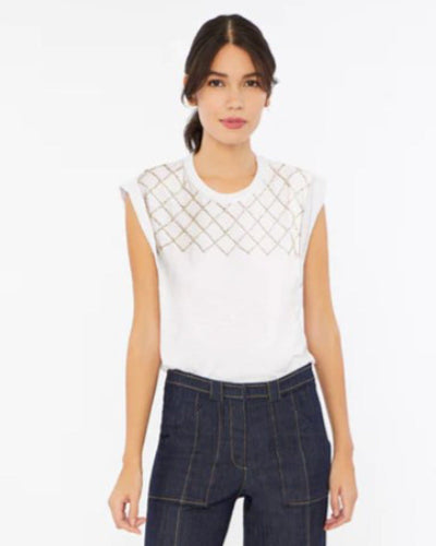 Cinq a Sept Clothing Medium "Rhinestone Net Bella Tee"