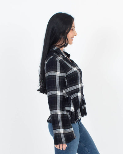 Cloth & Stone Clothing Small Plaid Peplum Button Up Flannel