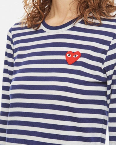 Comme des Garçons Play Clothing Small Logo Long Sleeve Striped Shirt