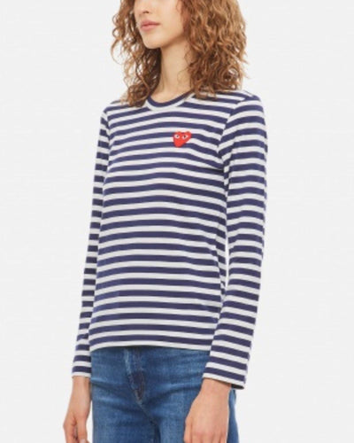 Comme des Garçons Play Clothing Small Logo Long Sleeve Striped Shirt