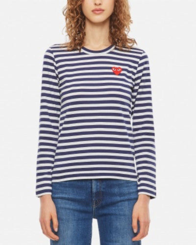 Comme des Garçons Play Clothing Small Logo Long Sleeve Striped Shirt