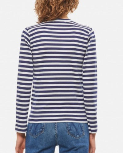 Comme des Garçons Play Clothing Small Logo Long Sleeve Striped Shirt