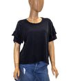 Current/Elliott Clothing Small Ruffle Roadie Tee in Washed Black