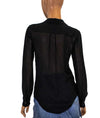 David Lerner Clothing XS Black V-Neck Semi-Sheer Blouse