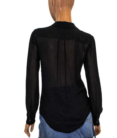 David Lerner Clothing XS Black V-Neck Semi-Sheer Blouse