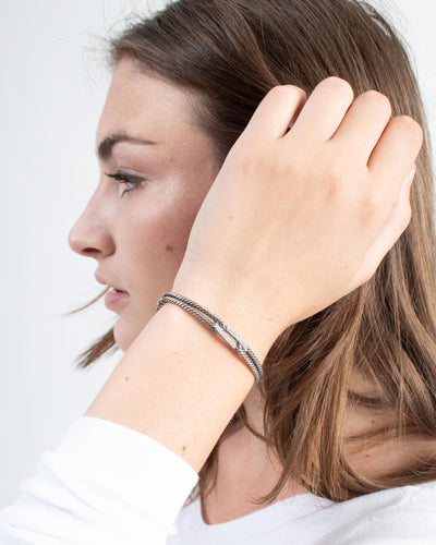 David Yurman Jewelry One Size Diamond Link Station Cable Bracelet